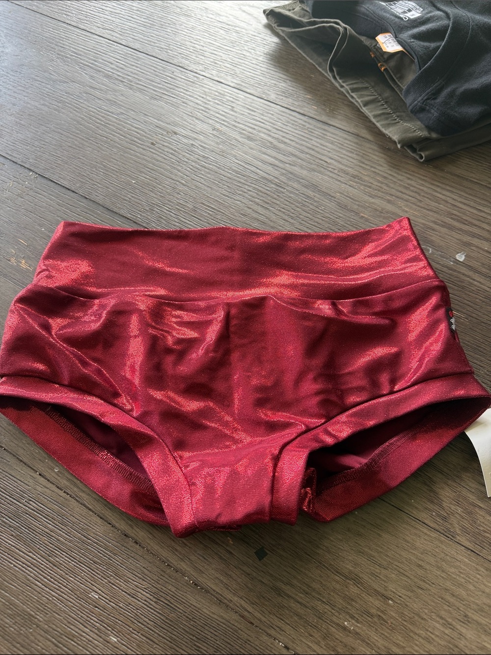 High-Waist Shiny Red Dance Shorts